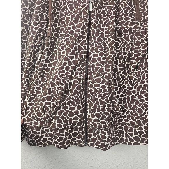 Kim Rogers Womens Brown White Animal Print Two Pockets ZipUp Jacket PXL - Picture 3 of 7